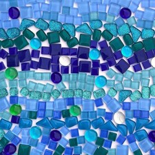 1.1LB Blue Mixed Irregular Crystal Glass Mosaic Tiles for Crafts  Home D cor -