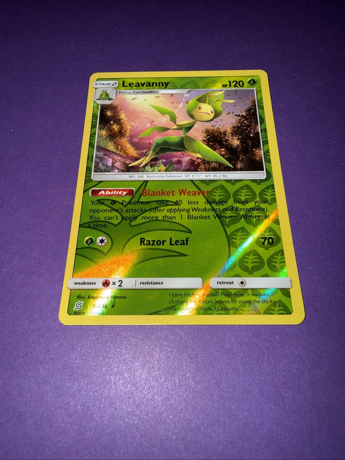 Pokemon Sun Moon Unified Minds Leavanny 9/236 Rare Reverse Holo TCG Card