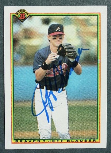 Atlanta Braves star Jeff Blauser Autographed / signed 1990 Topps Bowman card -
