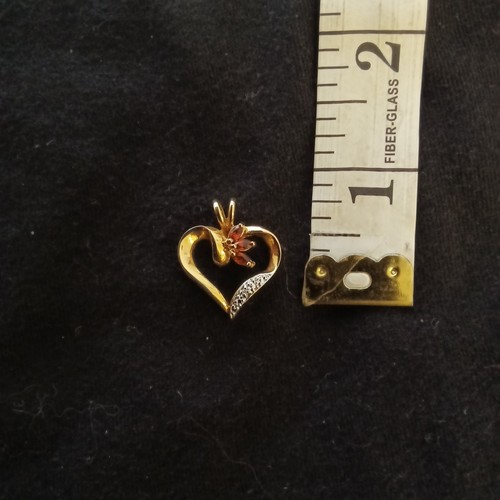 925 Goldtone Heart Pendant With Crystals!