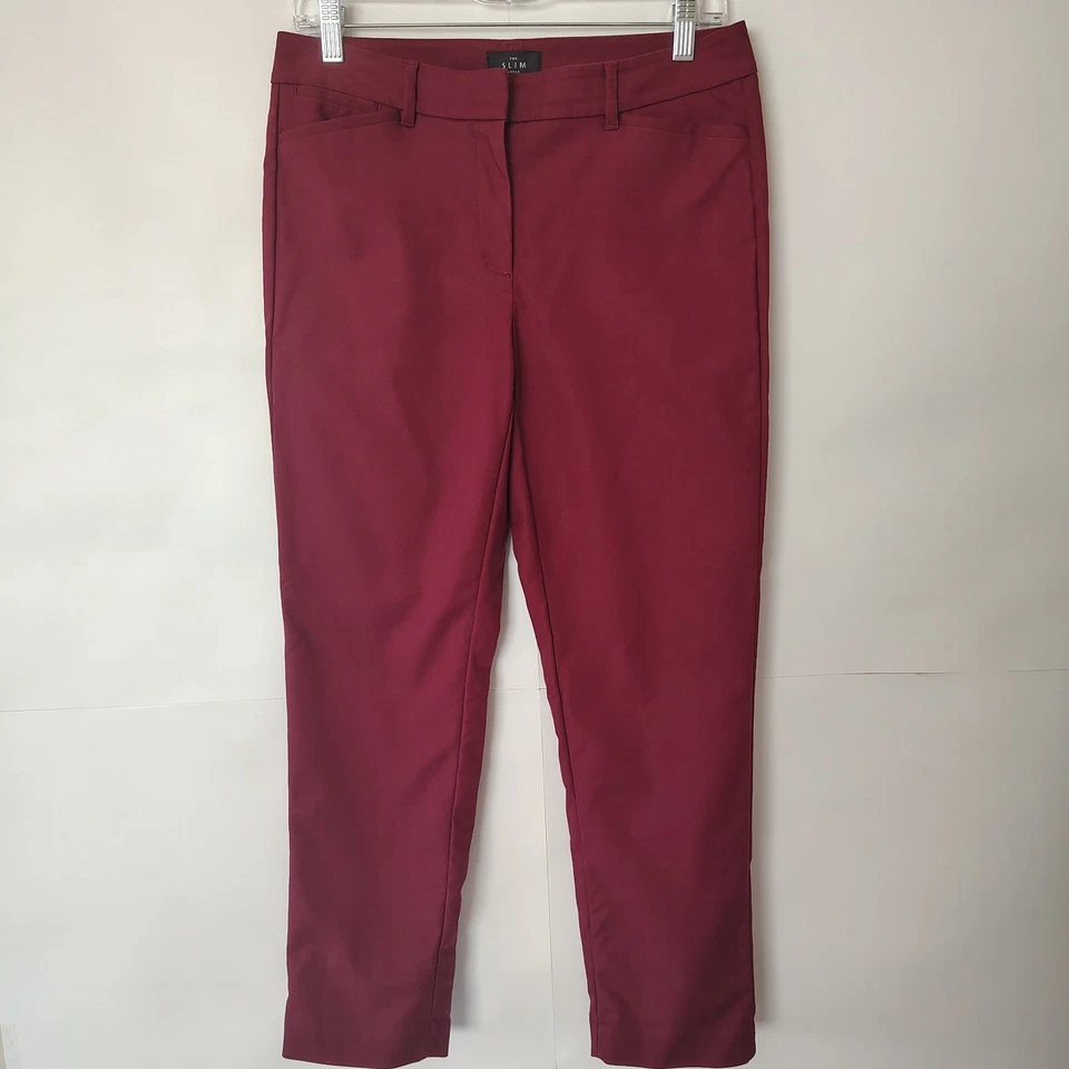 Pantalones de vestir ajustados al tobillo White House Black Market para mujer 4 borgoña oficina carrera Foto 2 de 4