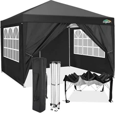  10x10 Pop up Canopy Tent Protable Canopy Tent 10x10FT with 4 sidewalls Black
