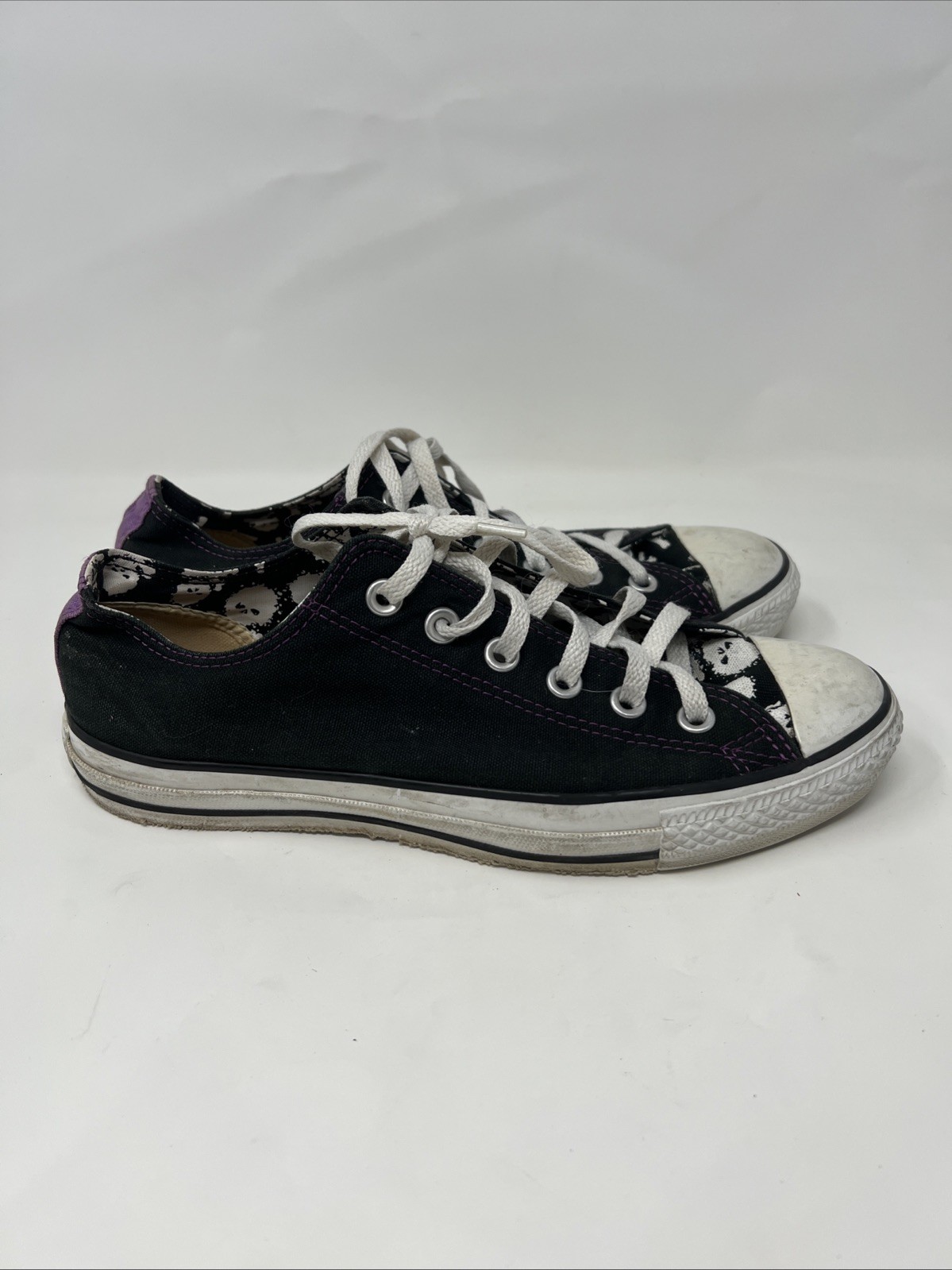 Converse Chuck Taylor All Star Purple Cross Bone&Skull Double Tongue Unisex Sz 9