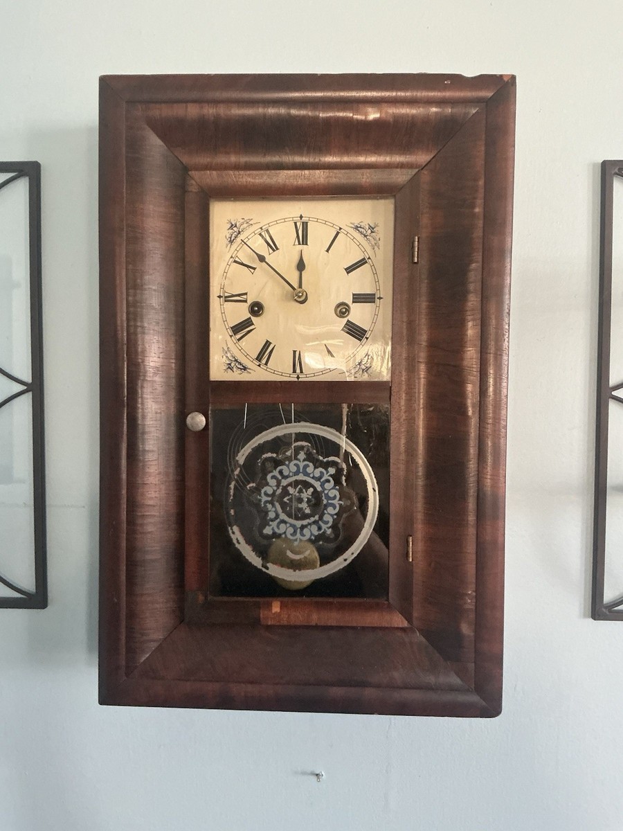 Antique Waterbury Mechanical Walnut Wall Clock | eBay