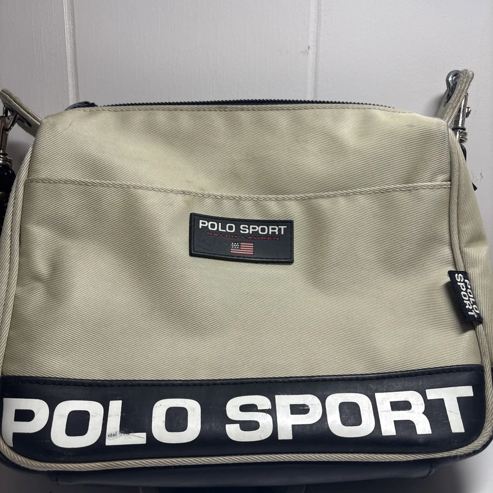 Bolsa carteiro vintage polo esporte Ralph Lauren dobra tiracolo anos 90 Y2K - Imagem 2 de 4