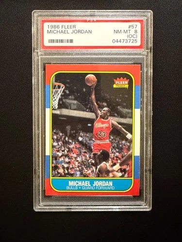 1986 FLEER MICHAEL JORDAN #57 PSA 8 NM MINT OC RC ROOKIE CHICAGO BULLS