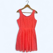 J. Crew Women's Swirling Lace Dress Size 4 Coral Pink Sleeveless Pleated 41642