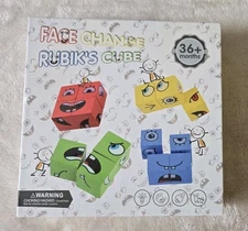 Face Change Rubik's Cube Toy Wooden Block Kids 36+ Mo Learning Game EUC 3 Year+