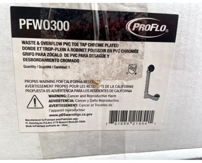 PROFLO PFWO300 1-1/2'' PVC Tub Drain Trim/Fitting Chrome