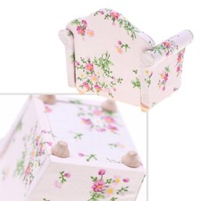 Doll House Furniture Floral Sofa Miniature Couch Figurine for Adult Collector