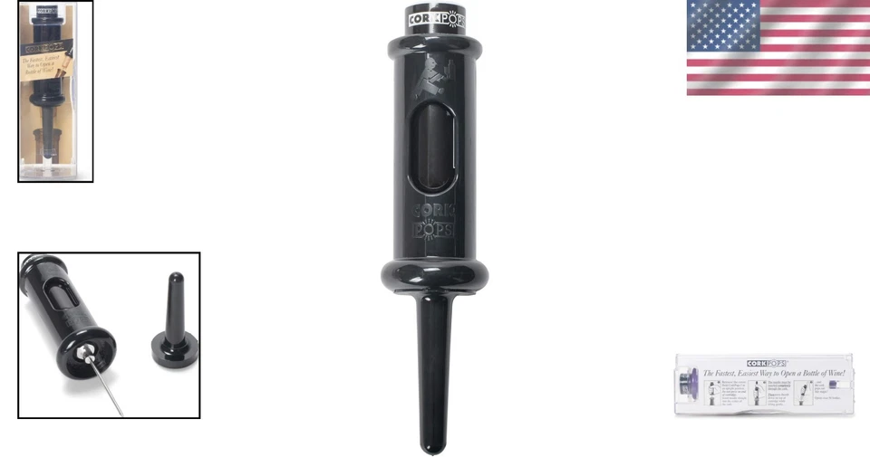 Wine Opener Corkscrew Black 6.5 Inch Easy Fast Bottle Opening Reusable - Image 2 of 4