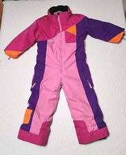 Obermeyer Girls Insulated Pink Purple Neon Orange One-Piece Snowsuit Kids Size 4
