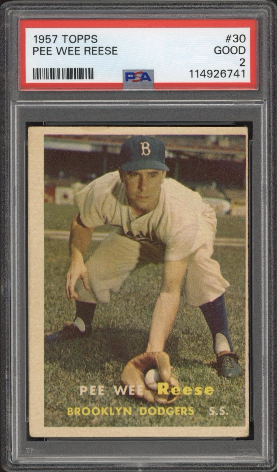 1957 Topps Pee Wee Reese #30 PSA 2 Good Brooklyn Dodgers