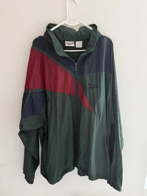 Vintage Green Reebok Windbreaker - Detachable Hood - Size XXL - Image 1 of 3