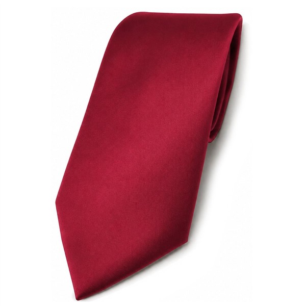Tigertie Designer Satin Krawatte In Rot Karminrot Uni - Schlips Binder Tie-image