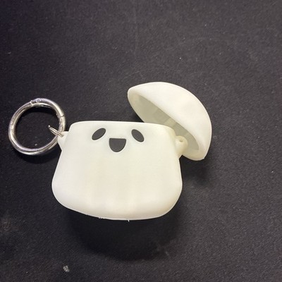 White Ghost AirPod Case Keychain Smooth Modern Design Detachable Keyring (Glow)