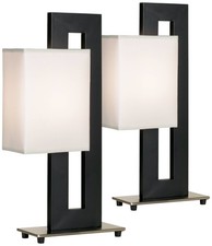 Modern Table Lamp Set of 2 Black Floating Square for Living Room - Lamps Plus