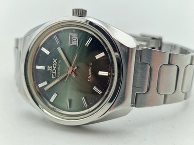 Edox Bluebird Automatic Herrenuhr Vintage, Edelstahl, grünes Zifferblatt   guter