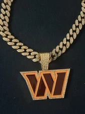 24” Washington Commanders NFL Men personalize Hip Hop Cuban Chain Necklace Gold