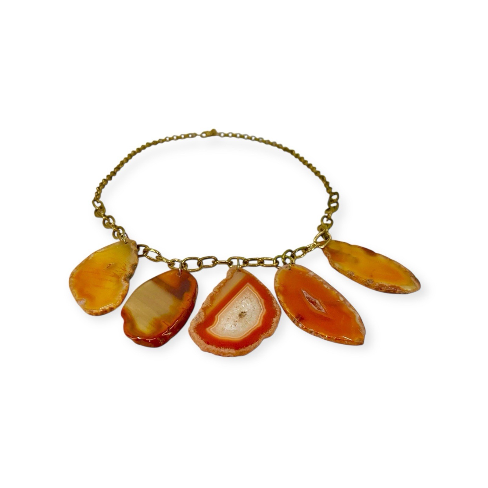 GEMSTONE STATEMENT NECKLACE AGATE QUARTZ GEODE FA… - image 12