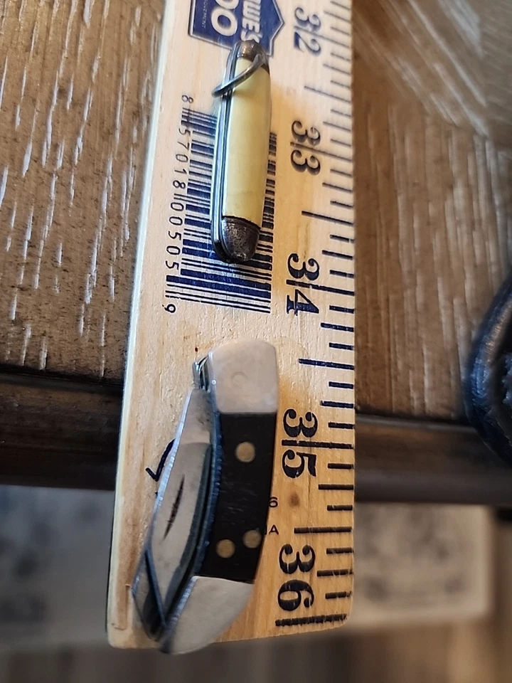 Cuchillos de bolsillo plegables de hoja simple y doble miniatura vintage - ¡Bellezas! Foto 4 de 4