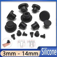 Black Hole Plugs End Cap Round Solid Silicone Rubber Blanking Seal Bung 3mm-14mm