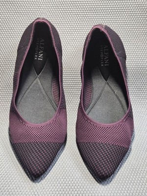 Alfani Step Flex pointed-toe ballet flats in a knit burgundy material. Sz 8.5 M