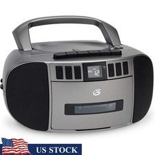 Portable Boombox AM FM Radio CD Cassette Player Stereo Speakers Battery Powered