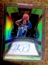 2019-20 Panini Select Signatures Josh Richardson 76ers Auto PRIZM NEON GREEN /99