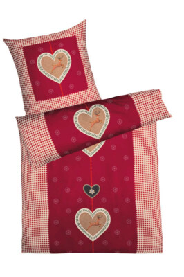 Mako Satin Bettwäsche 100% Baumwolle Kaeppel Alpenpracht rot 135x200 