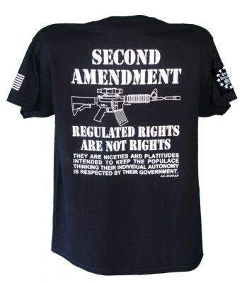 Second Amendment Milita T-Shirt Regulated Rights Right To Bear Arms  2A