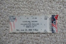 CLEVELAND INDIANS VS PHILADELPHIA PHILLIES 6/10/2002 FULL TICKET