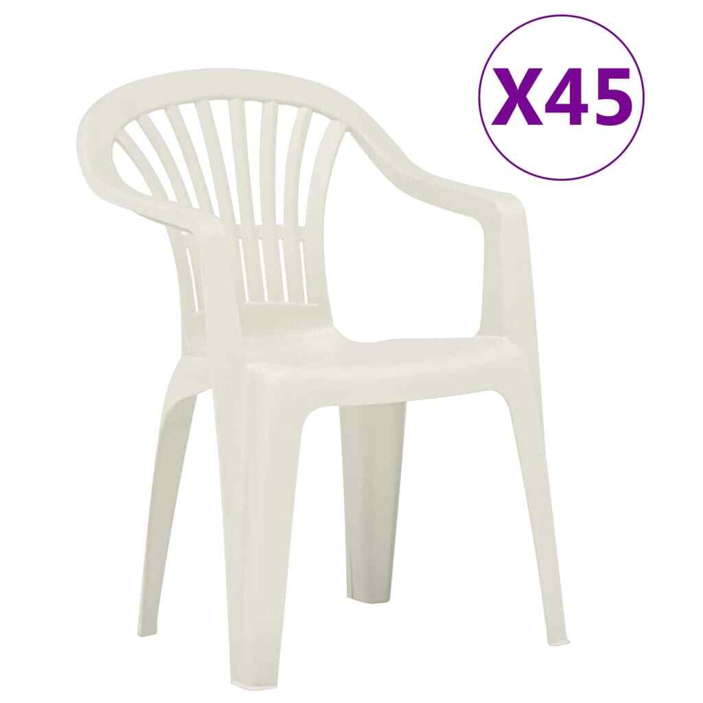 Vidaxl 45x Stackable Garden Chair Plastic White Outdoor Garden Patio Seat For Sale Online Ebay