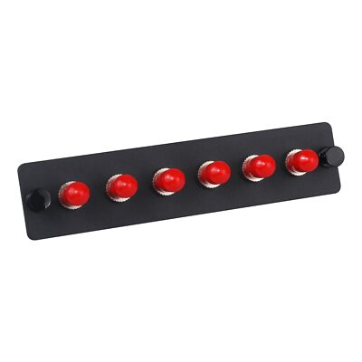 6 Simplex ST Fiber Patch Panel with Simplex Singlemode Red ST Adapters 6 Fibe...