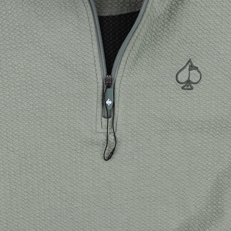 Pins & Aces Golf Co 1/4 Zip Pullover Mens Medium Green Textured