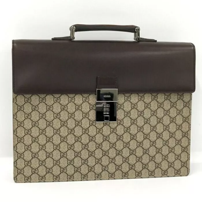 Authentique mallette Gucci vintage GG Supreme Business Bag marron