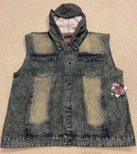 Nwt Mens Lr Scoop Hooded Vintage Blue Denim Vest Big Sizes 3x-6x Nwt Mens Lr Scoop Hooded Vintage Blue Denim Vest Big Sizes 3x-6x