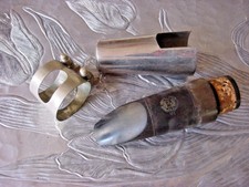 VINTAGE HENRI SELMER PARIS CLARINET MOUTHPIECE LIGATURE CAP FRANCE HARD RUBBER