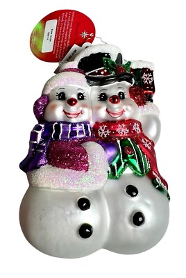 RADKO 7'' ORNAMENT ''SNOW COUPLE'' SNOWMAN 1022114 * NEW * FREE SHIPPING