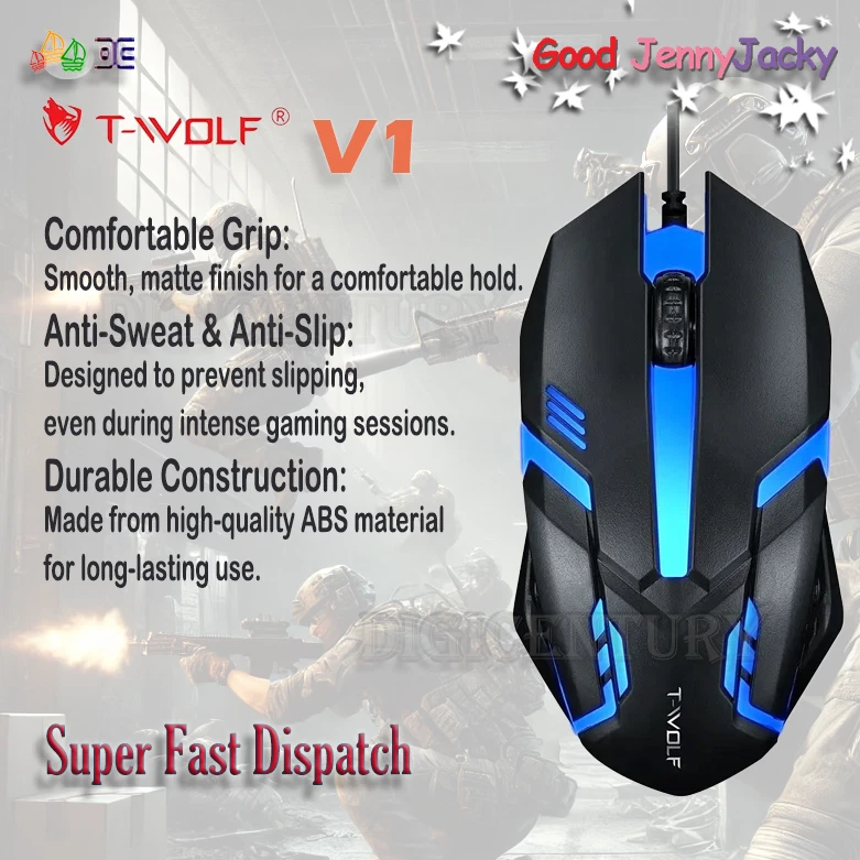 Brand New T-Wolf Optical Game Mouse USB 1200 DPI Corded Gaming LED Lighting Mice - Image 4 of 4