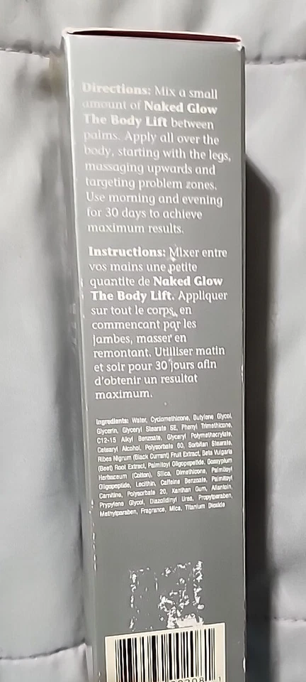 Loción reafirmante europea Naked Glow The Body Lift nueva con etiquetas 119 g Foto 2 de 4