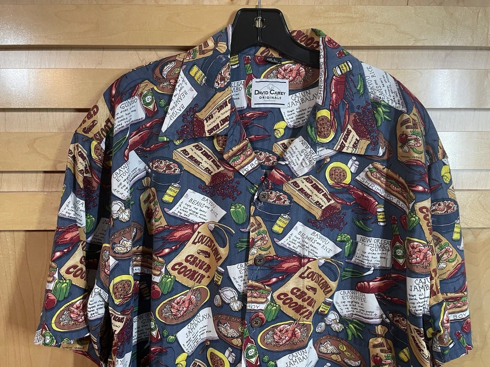 David Carey Originals New Orleans Jazz Music festival camp shirt gumbo Crawfish - Image 2 of 4