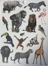 Zoo Animals Zebra Monkey Lion Giraffe Elephant Rhino Scrapbook Craft Stickers