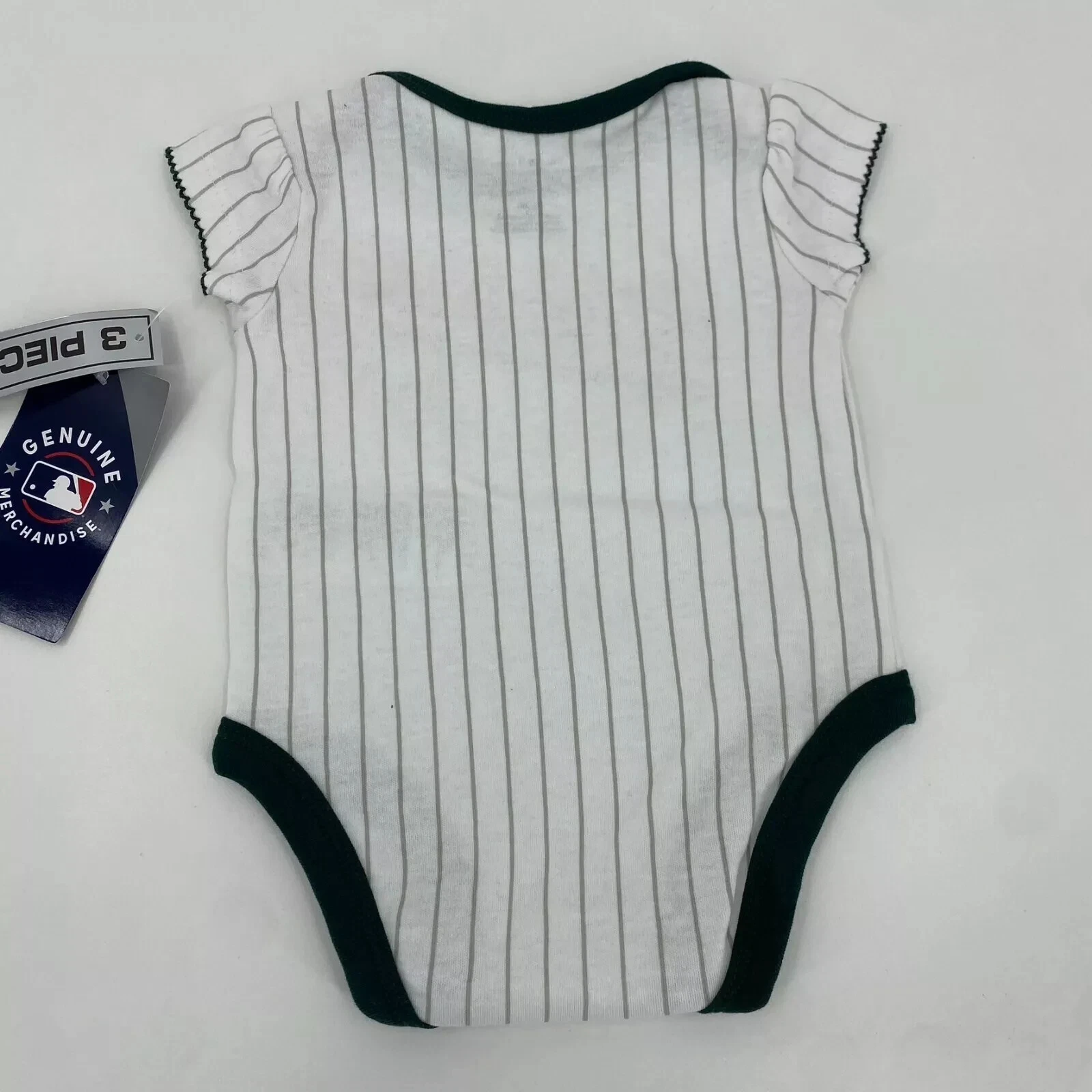 Oakland Athletics Bodysuit One Piece Romper Infant Size 0/3 Months White Striped
