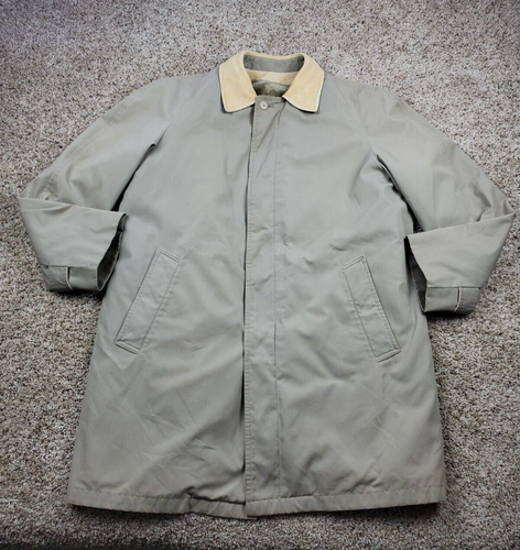 Vintage London Fog Trench Coat 42 Long  Biege Button Up Fur Lined Heavyweight  - Picture 1 of 24