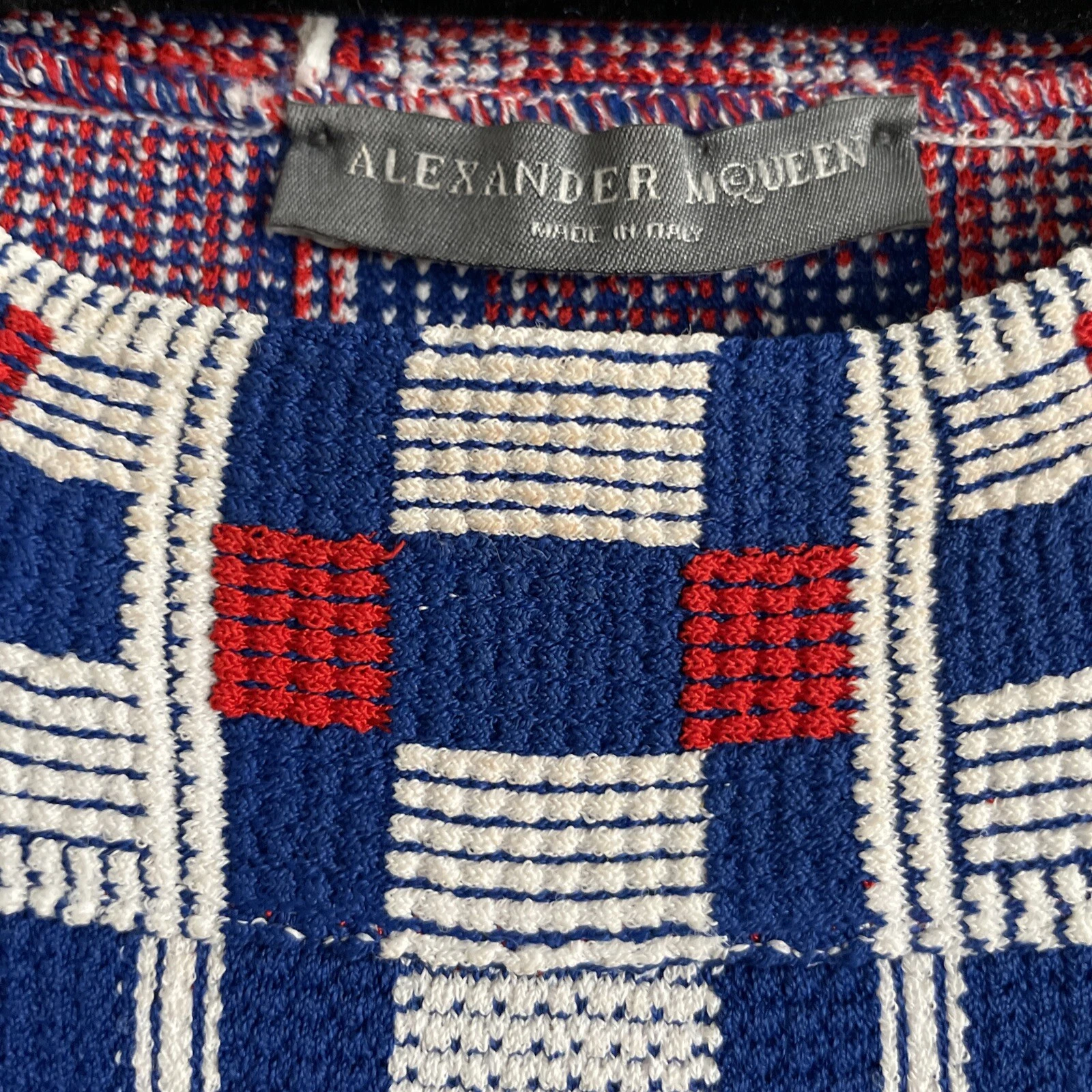 abito alexander mcqueen rosso bianco blu