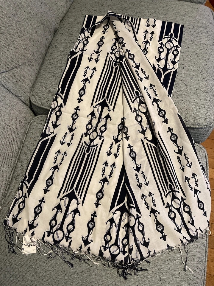 NWT Tory Burch seafaring stripe oblong scarf 66”x31” cotton - Image 2 of 4