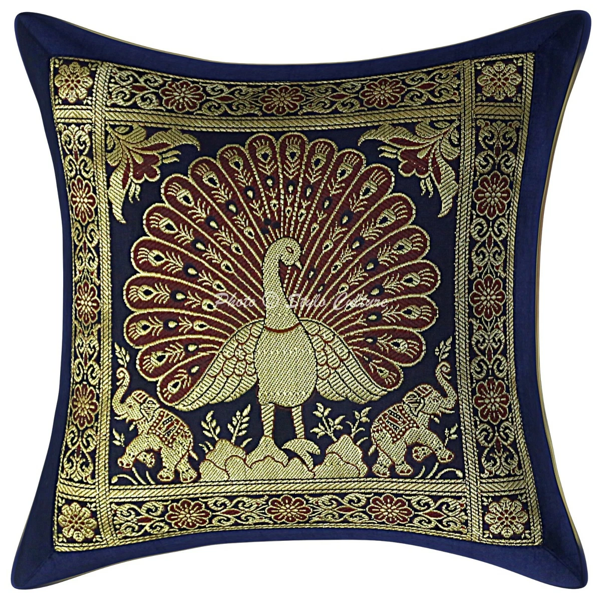 Navy print throw clearance pillows