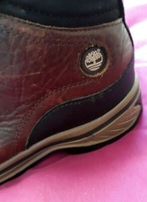 Gorgeous TIMBERLAND Brown LEATHER Black Beige LOGO Boys Size 1 Lace Up Boots