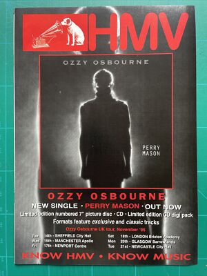 Ozzy Osbourne Perry Mason Original 1995 Glossy MagaIne Advert 21 X 29.5 Cm